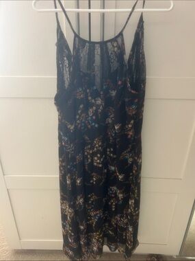City Chic Black Floral Lace-Trim Slip Dress